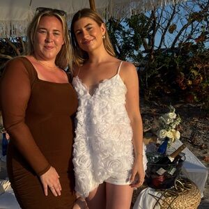 BHLDN Anthropologie Bridal White Floral Mini Dress